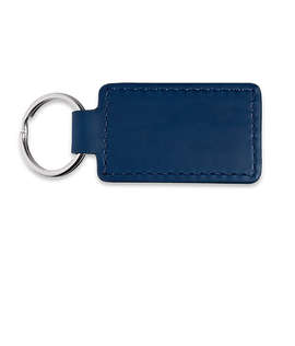Debossed Tuscany Faux Leather Rectangle Keychain - Color: Blue Navy