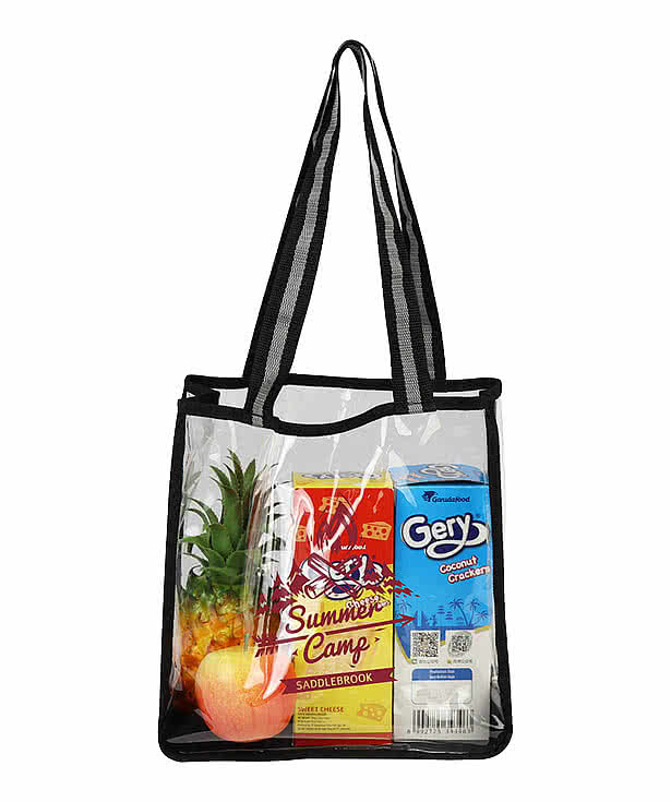 Diamond Clear Zippered Tote Bag with Canvas Trim