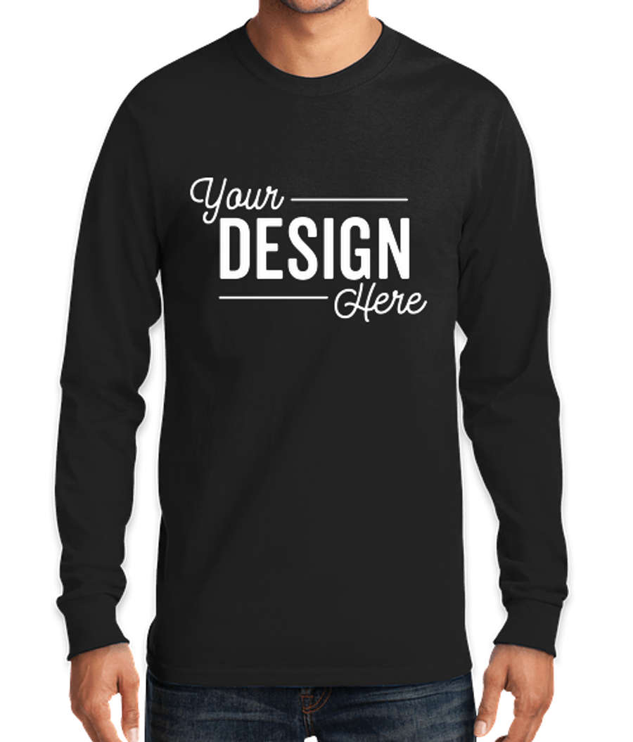 Port & Company Essential Long Sleeve T-shirt in Jet Black