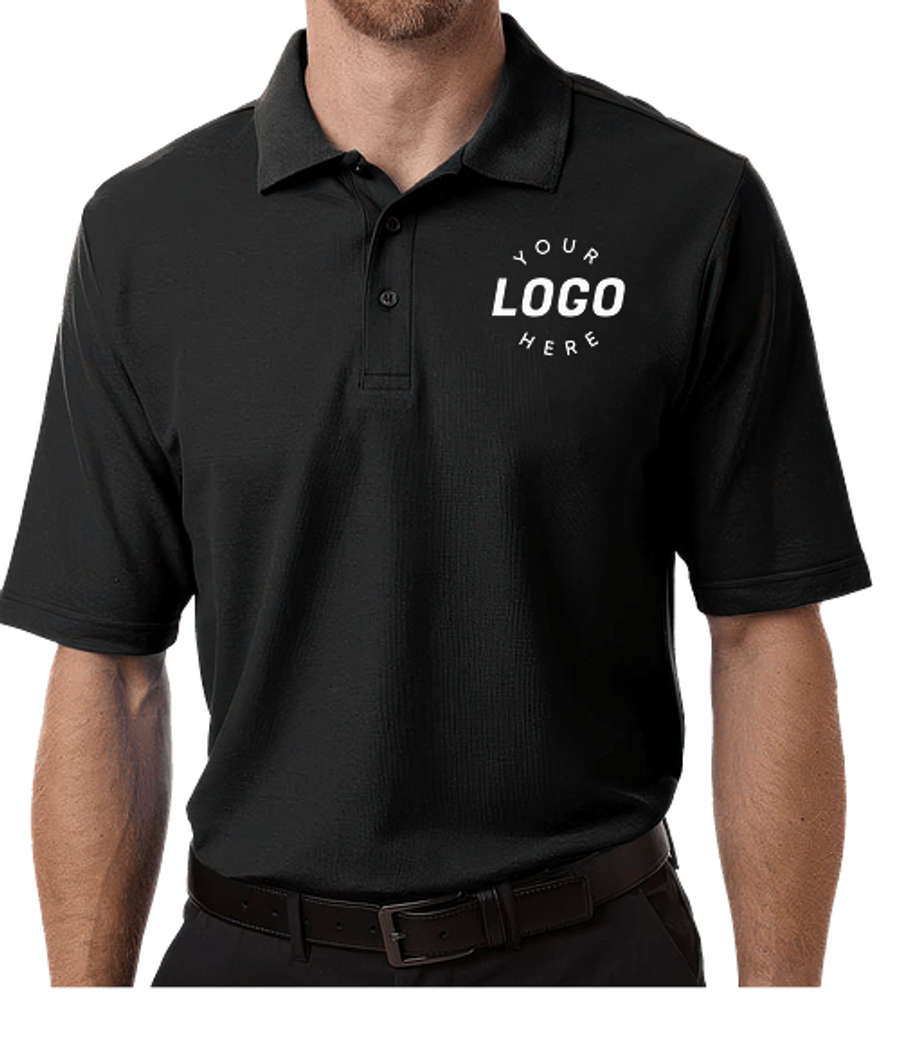 Core 365 Resolve Recycled UPF 40+ Performance Pique Polo - Printed in Black