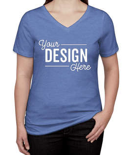 Bella + Canvas Women's Tri-Blend V-Neck T-shirt - Color: Blue Triblend