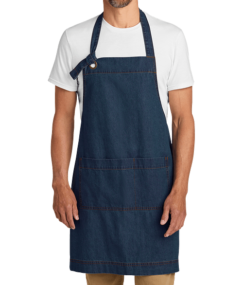 Port Authority Signature Denim Full Length Pocket Apron - Embroidered in Dark Denim
