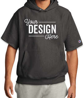 Champion Reverse Weave Short Sleeve Pullover Hoodie - Color: Charcoal Heather