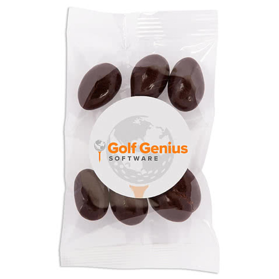 Full Color Dark Chocolate Almonds Promo Pack Bag in White