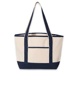 Medium Deluxe Canvas Boat Tote Bag - Color: Natural / Navy