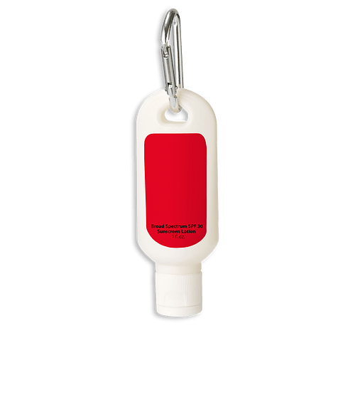 Full Color 1 oz. SPF 30 Sunscreen With Carabiner in Red