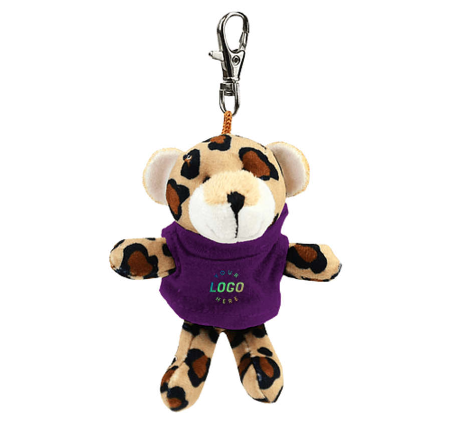 Full Color Wild Bunch 4" Leopard Plush Animal Keychain in Purple
