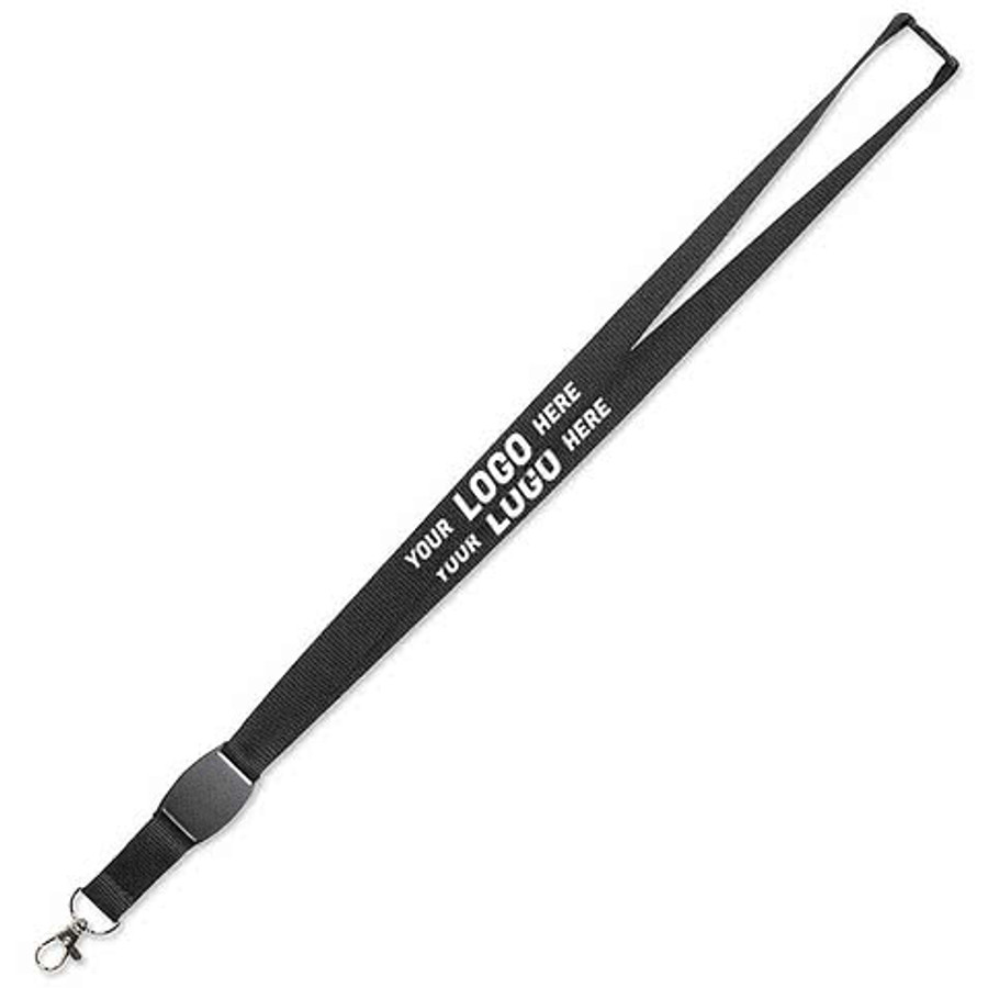 Flat Panel Lanyard with Lobster Clip in Black
