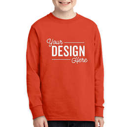 Port & Company Youth Core Cotton Long Sleeve T-shirt - Color: Orange