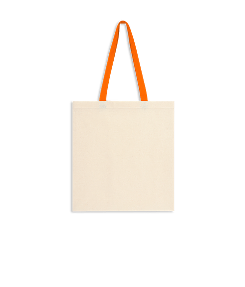 Full Color Penny Wise Medium Cotton Canvas Tote Bag in Natural with Orange