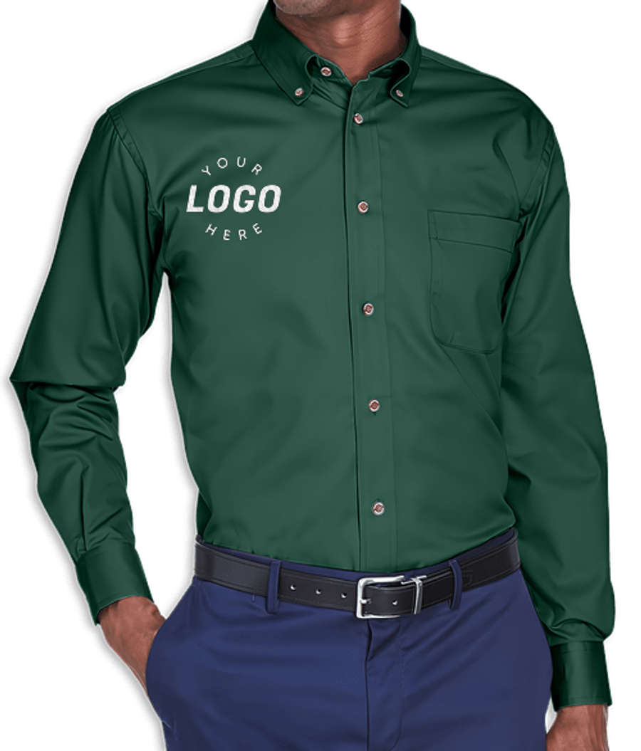 Harriton Easy Blend Long Sleeve Twill Dress Shirt in Hunter