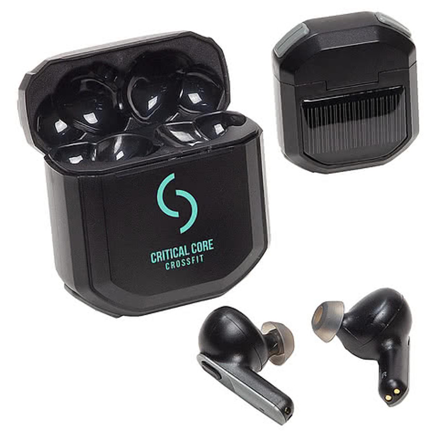 Allegro True Wireless Earbuds with Solar Powered Charging Case in Black