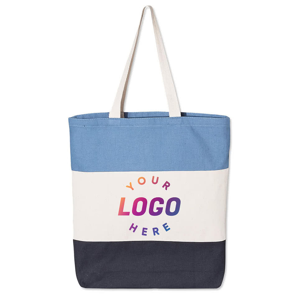 Tri-Color Cotton Canvas Tote Bag