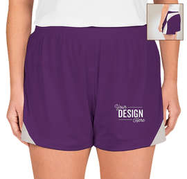 Team 365 Women's Colorblock Performance Shorts - Color: Sport Purple / Sport Silver