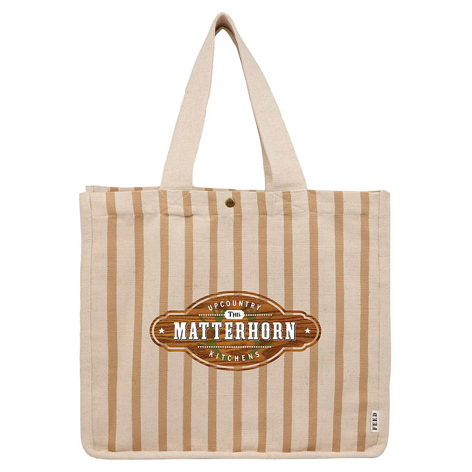 FEED Cotton and Jute Striped Tote Bag