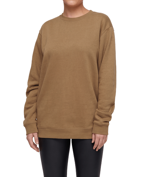 Live & Tell by LAT Elevated Fleece Crewneck Sweatshirt in Coyote Brown