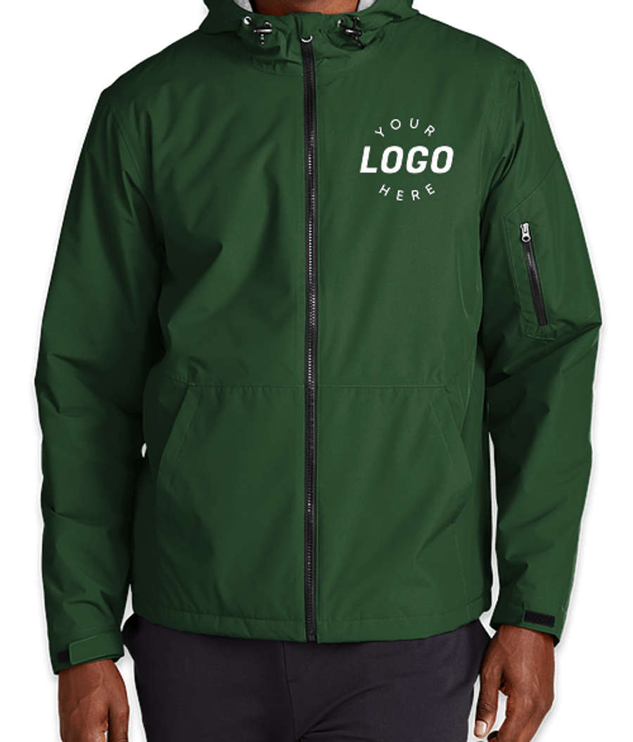 Sport-Tek Waterproof Rain Jacket - Printed in Forest Green