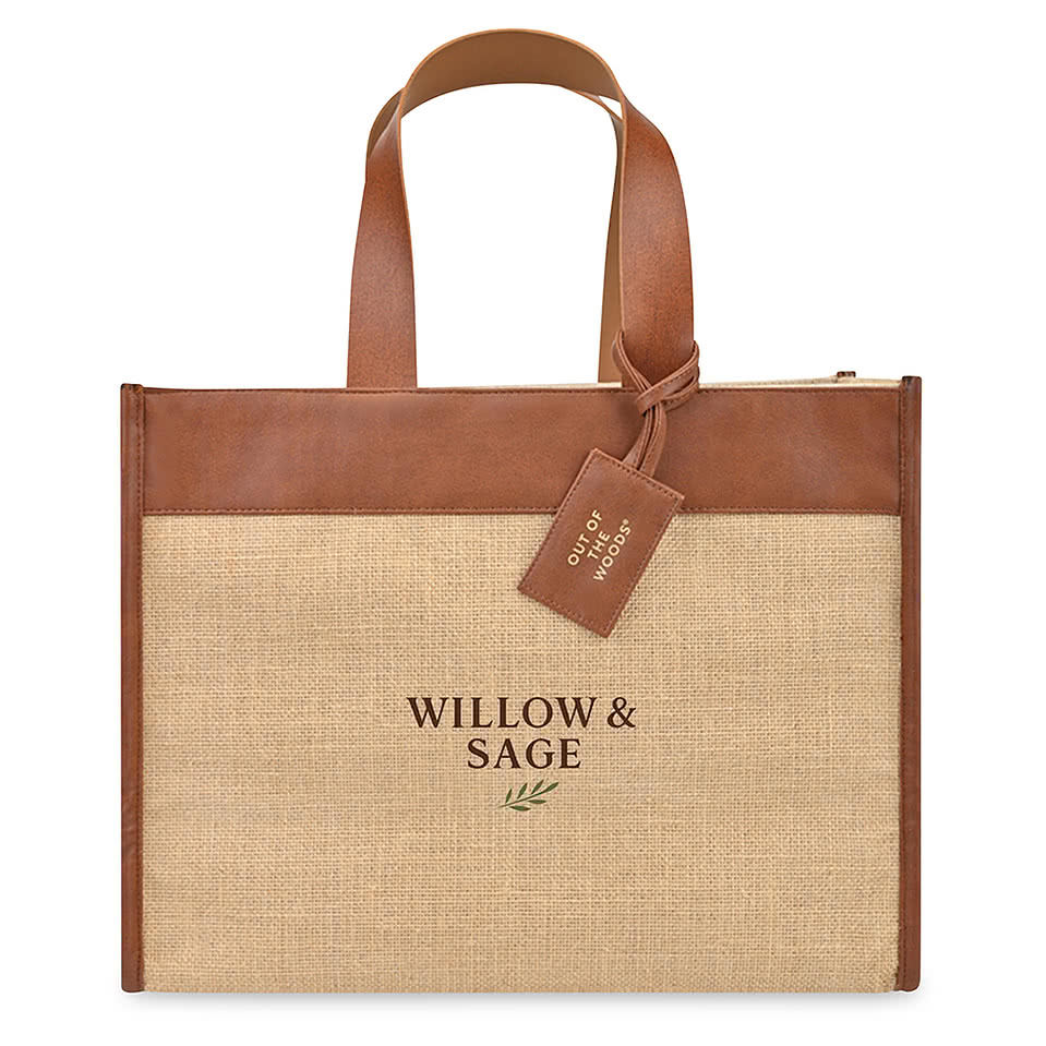 Out of The Woods Jute Trim Box Tote Bag