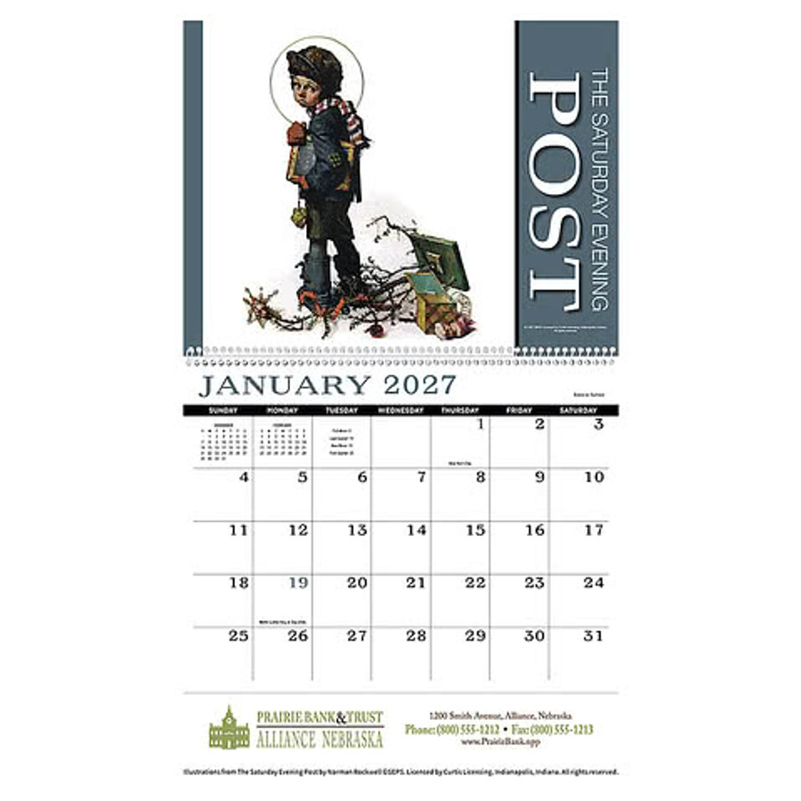Full Color Saturday Evening Post Spiral Wall Calendar