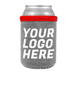 Heathered Jersey Neoprene Can Cooler - Color: Charcoal Gray / Red / Red