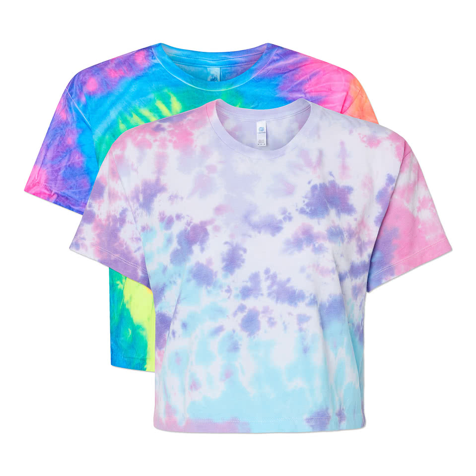 Colortone Women's Tie-Dye Jersey Blend Crop T-shirt