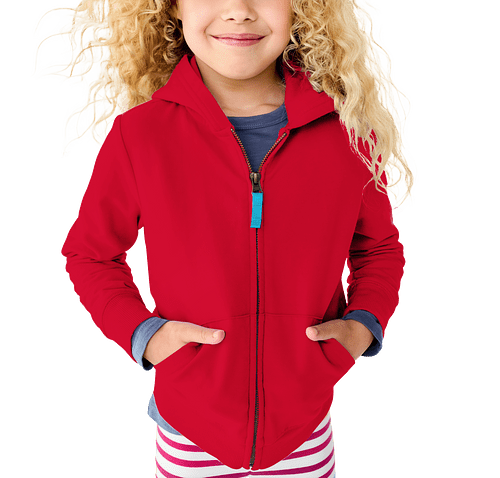Primary Youth French Terry Zip Hoodie in Cherry