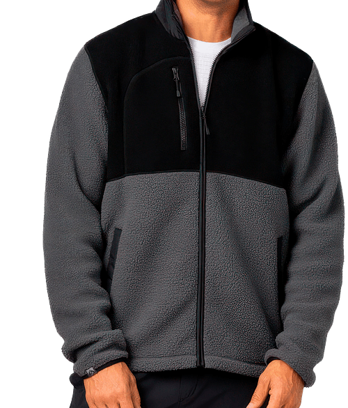 Storm Creek Warm Up Recycled Colorblock Sherpa Fleece Jacket in Jet Gray / Black