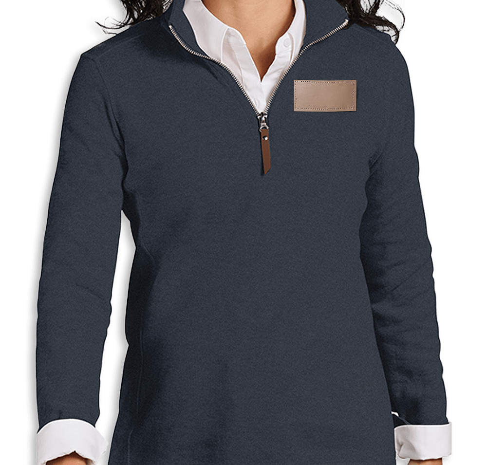 Charles River Women's Hudson Quarter Zip Pullover - Faux Leather Patch-default