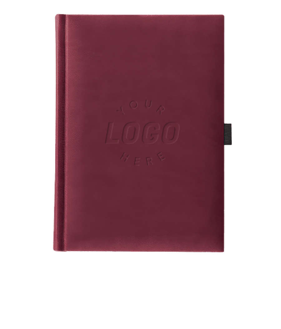 Castelli Debossed Tucson Grande Lined Hard Cover Notebook Gift Set in Burgundy w/ Black Pen