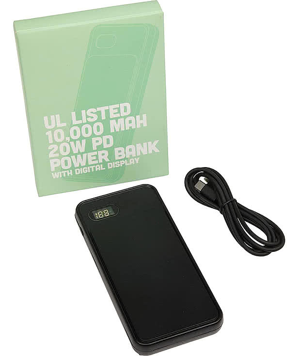 Full Color UL Listed 10,000 mAh 20W Digital Display Power Bank