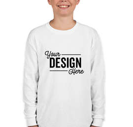 Canada - Gildan Youth 100% Cotton Long Sleeve T-shirt - Color: White
