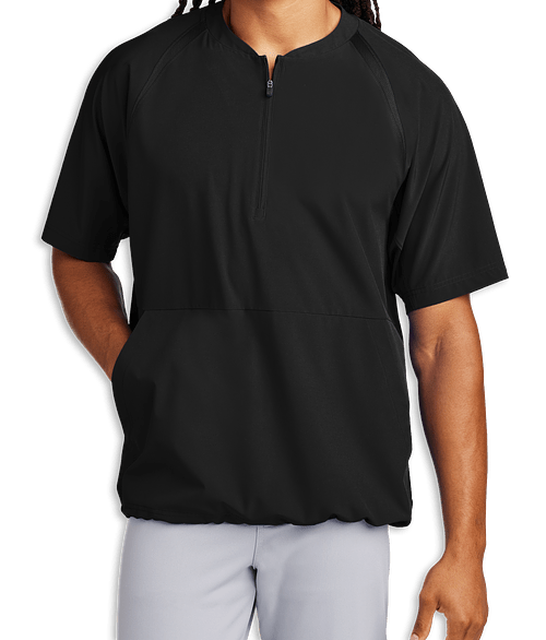 Sport-Tek Repeat Half Zip Short Sleeve Baseball Jacket in Black