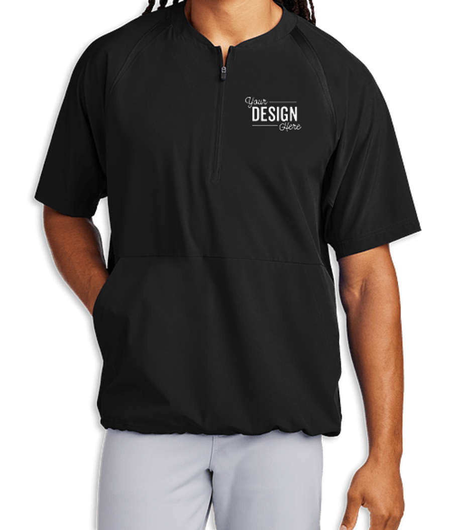 Sport-Tek Repeat Half Zip Short Sleeve Baseball Jacket in Black