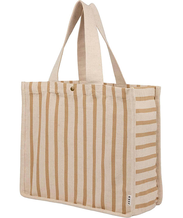 FEED Cotton and Jute Striped Tote Bag