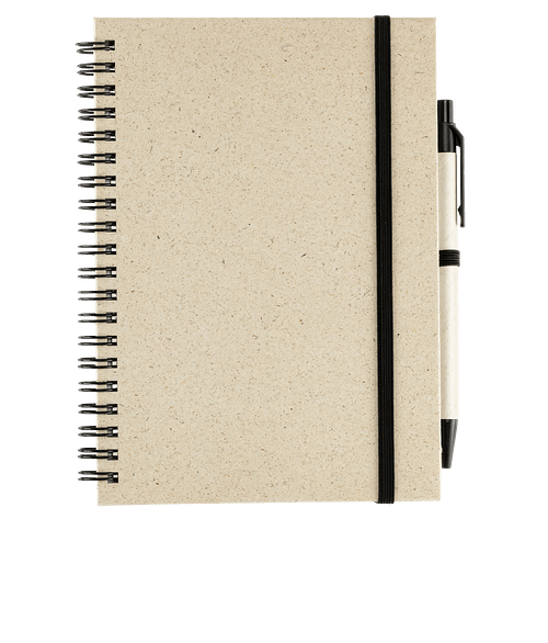 Prairie Fragrant Grass Recycled Spiral Notebook with Pen in Black