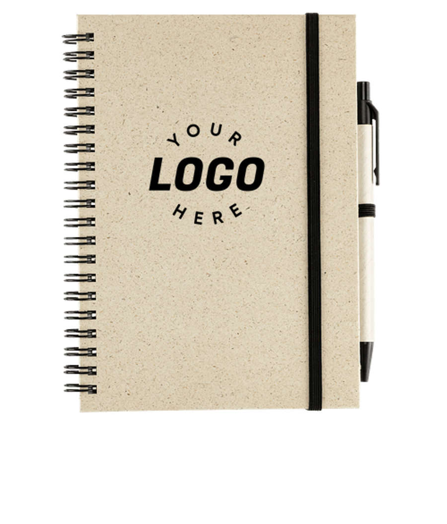 Prairie Fragrant Grass Recycled Spiral Notebook with Pen in Black