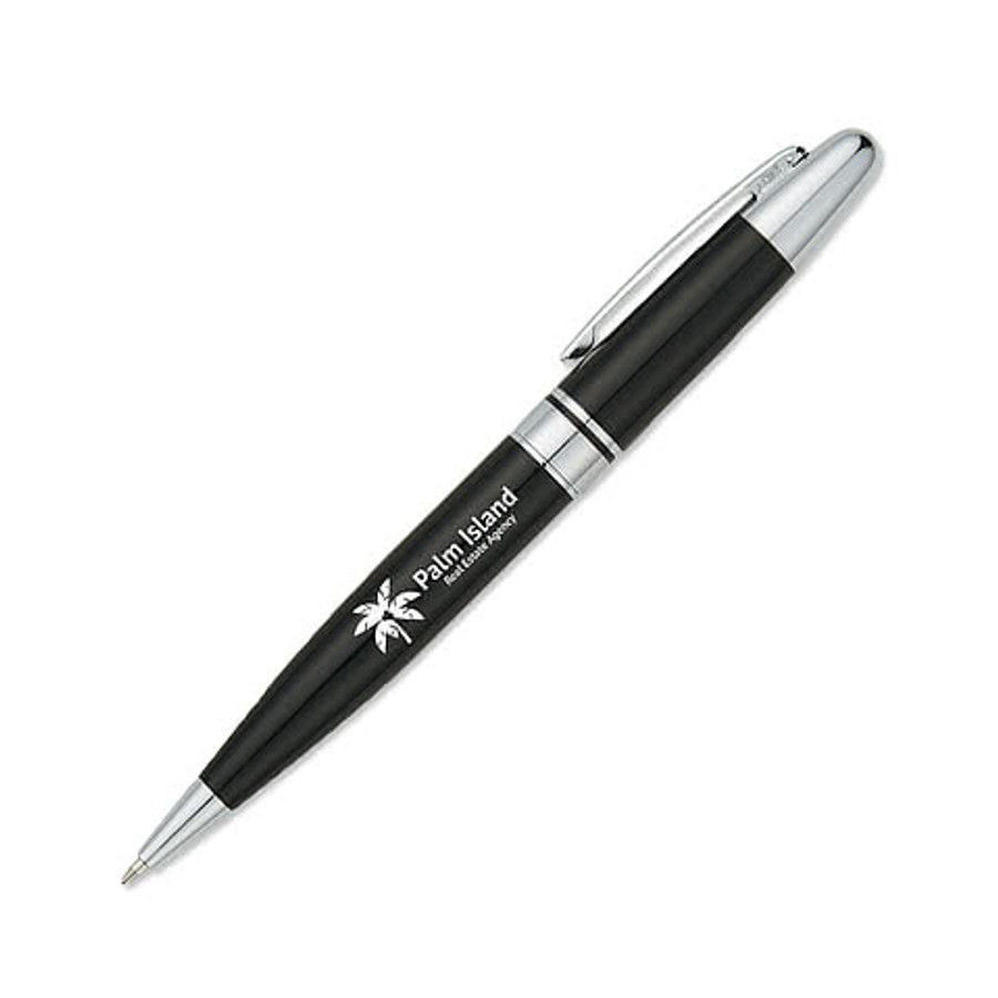 Elite Executive Aluminum Ballpoint Pen (black ink) in Black with Silver