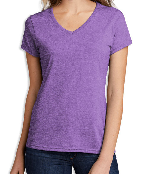 Port & Company Women's Core Tri-Blend V-Neck T-shirt in Team Purple Heather