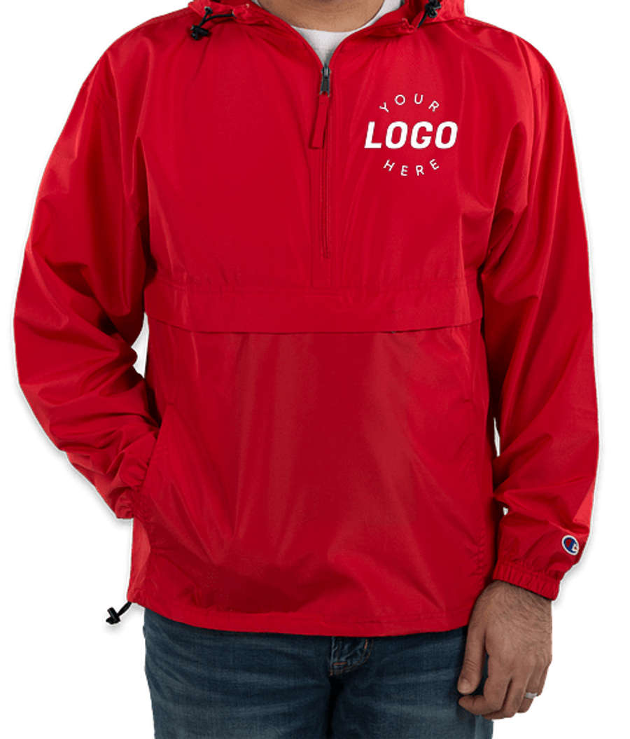 Champion Packable Half Zip Windbreaker Jacket in Scarlet