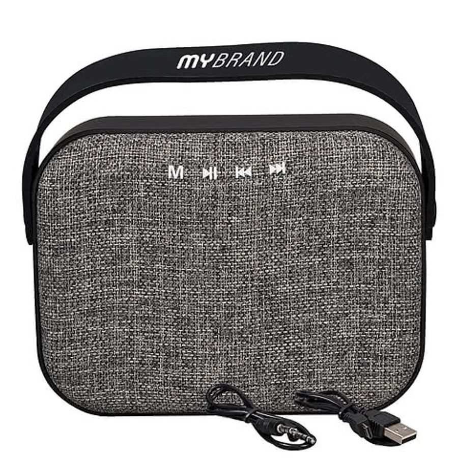 Woven Fabric Wireless Speaker with Handle in Gray