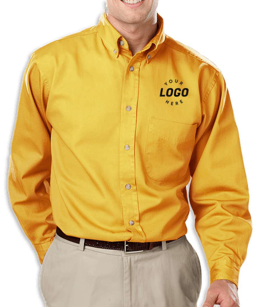 Blue Generation Colorfast Twill Long Sleeve Dress Shirt in Yellow