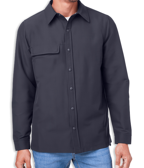 Harriton Flex Twill Long Sleeve Overshirt - Embroidered in Dark Charcoal