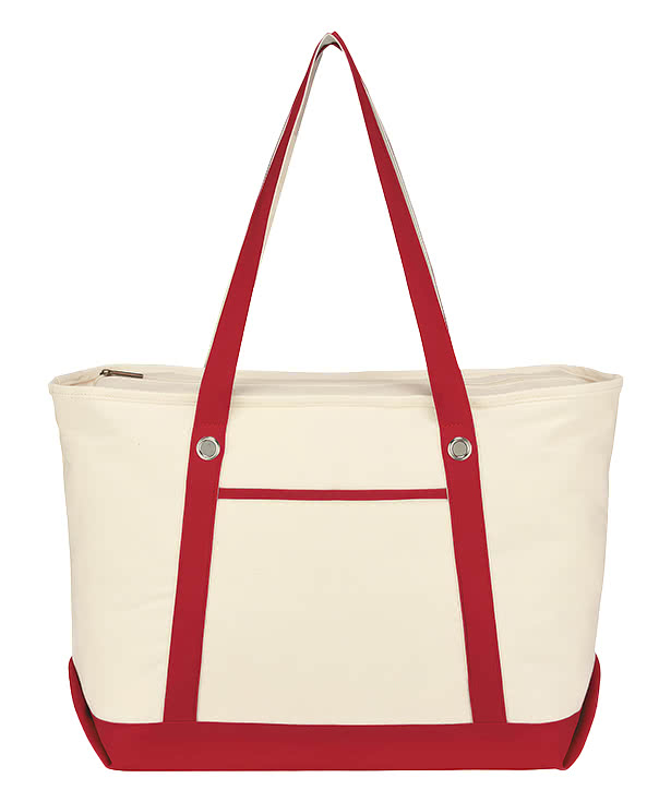 Large Cotton Canvas Zippered Tote Bag with Grommets