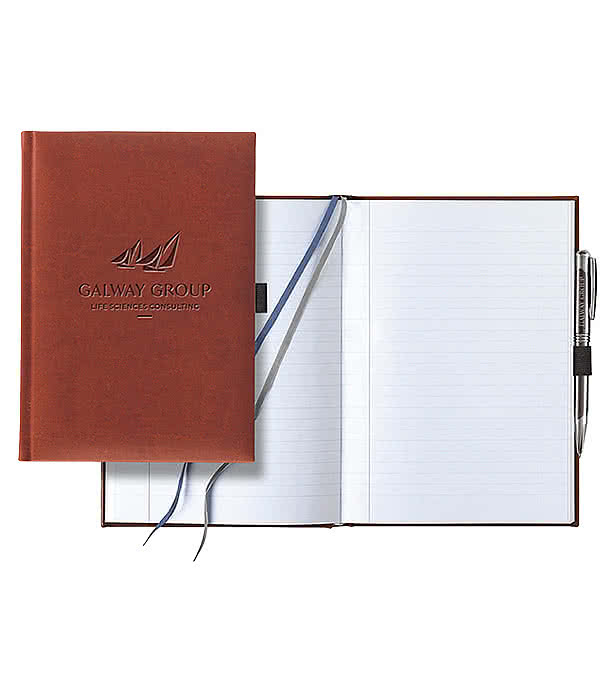 Castelli Debossed Tucson Grande Lined Hard Cover Notebook with Pen & Loop