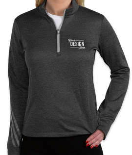 Adidas Women's Brushed Terry Heather Quarter Zip Pullover - Color: Black Heather / Mid Grey