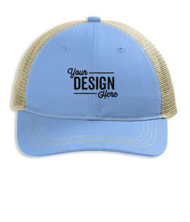 Port Authority Unstructured Snapback Trucker Hat - Color: Carolina Blue / Tan