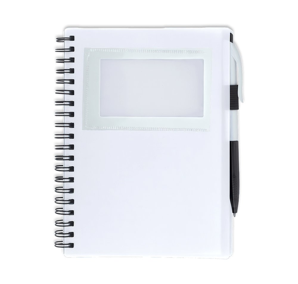 Soft Cover Spiral Notebook with ID Window and Pen-default