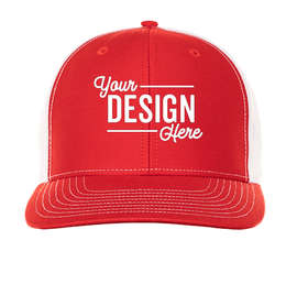 Richardson Twill Back Snapback Trucker Hat - Color: Red / White