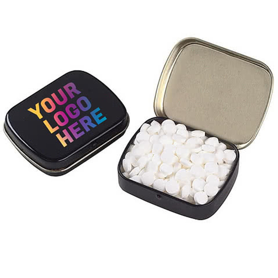 Full Color Sugar Free Mini Mints Hinged Tin in White