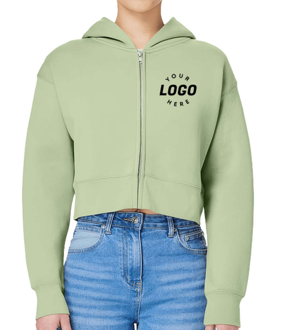 Lane Seven Women's Heavyweight Cropped Zip Hoodie in Matcha
